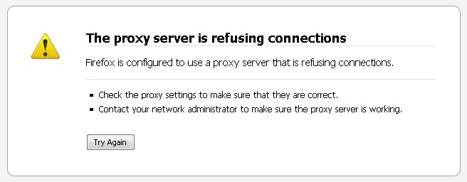 The proxy server is refusing connections