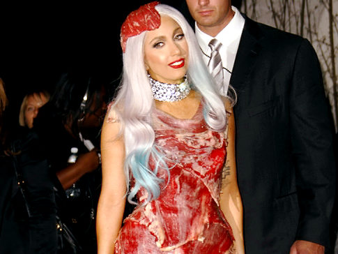 Lady Gaga Meat Dress After posing with raw meat bikini wrapped on her body