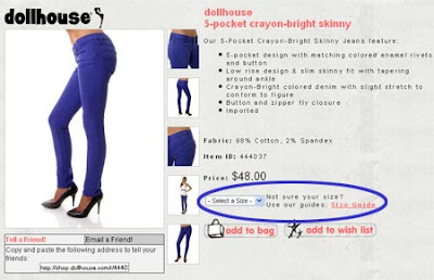 Dollhouse Shorts Size Chart