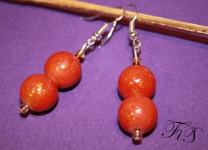 Pomarańcze-koraliki szklane malowane,na szpilce, dł.ok.3cm