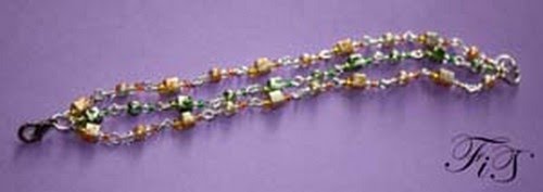 Letnia-bransoletka z koralików szklanych malowanych polączonych na metalowych szpilkach, obwód 16cm