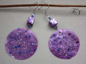 Purple rain- masa perłowa, koraliki szklane i szklane malowane, dł.ok. 5cm