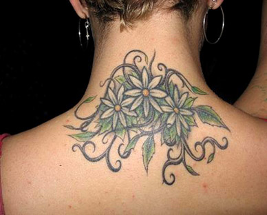 neck flower tattoo