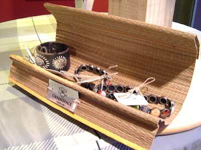 Recycled shower caddy converted into a bracelet jewelry display by GreenSpaceGoods