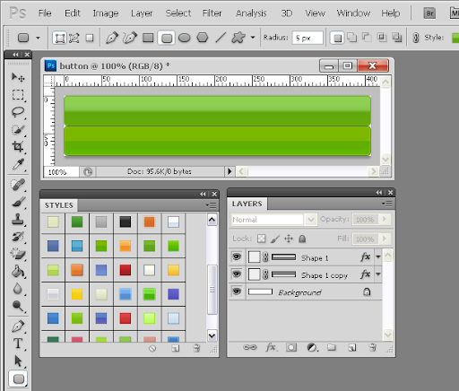 създаване на втори слой photoshop button