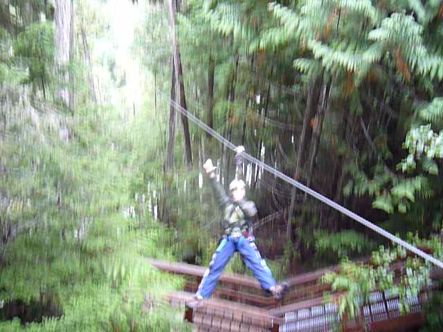 Dad ziplining at Whistler