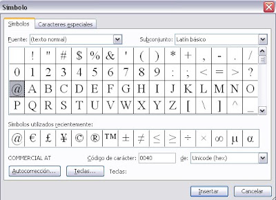 simbolos de word