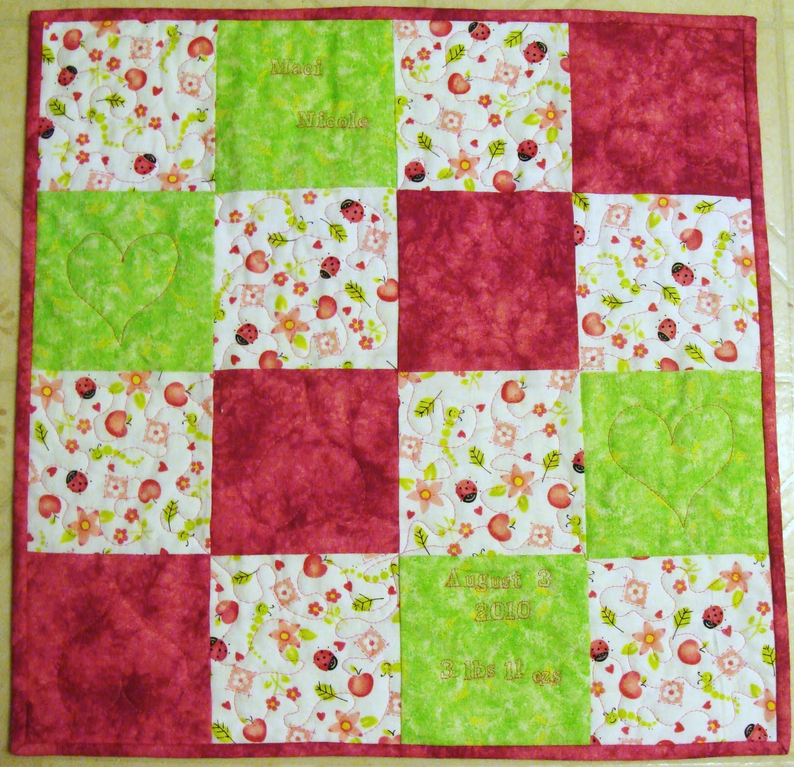 Quilting Precious Tyes Premature Baby Quilt