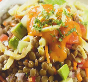Ensalada de tortilla y lentejas recetas
