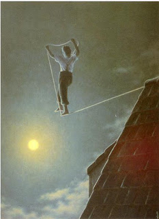 On the tightrope, artist unknown On the tightrope, artist unknown