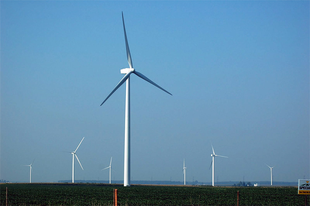 someone passing by Fowler Ridge Wind Farm