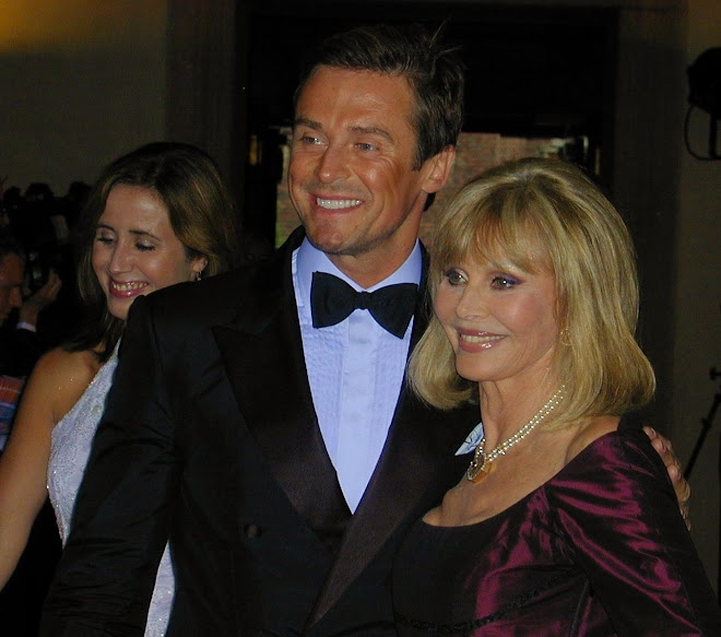 Sweden's First Lady Filippa Reinfeldt, Show Host Johan Pramell and Movie Star Britt Ekland