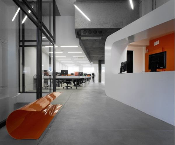 industrial modern office. this space is very industrial, i can\u0027t tell if those are really shipping containers or just a faux treatment. love the black, orange and white color industrial modern office .