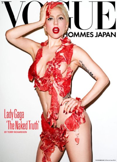 Lady GaGa (real name, Stefani Germanotta) poses in a raw meat bikini on Lady GaGa (real name, Stefani Germanotta) poses in a raw meat bikini on