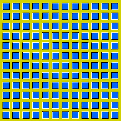 Imagem de Ilusão de Ótica com quadrado estáticos que parecem se mover.