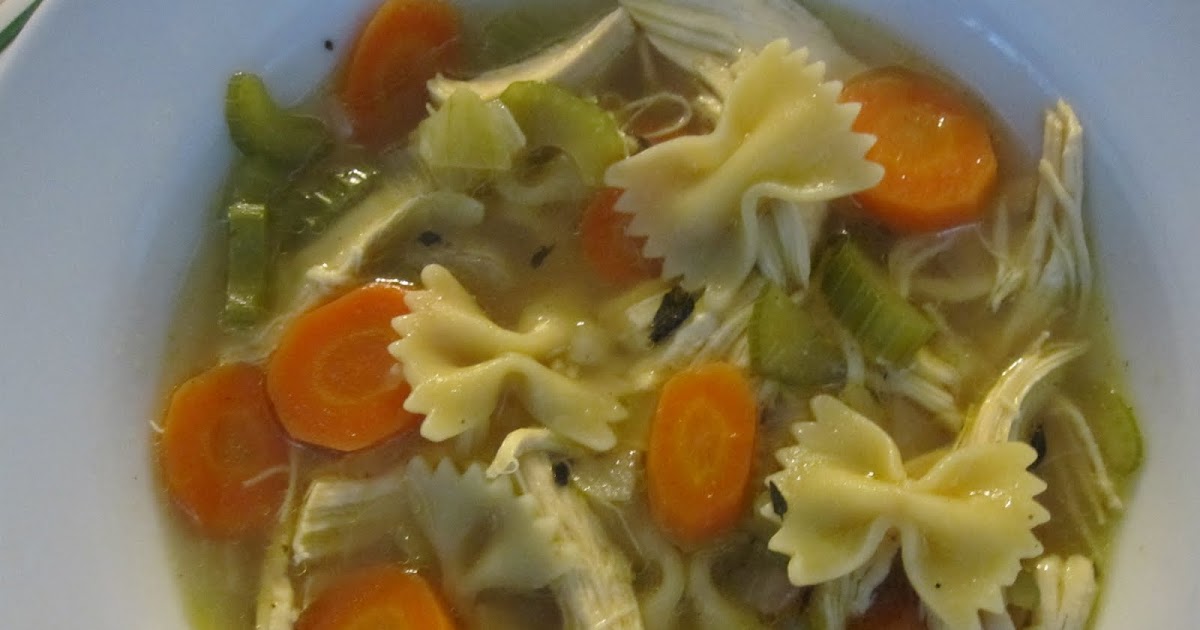 Domestic Diva Kim Chicken and Bow Tie Pasta Soup