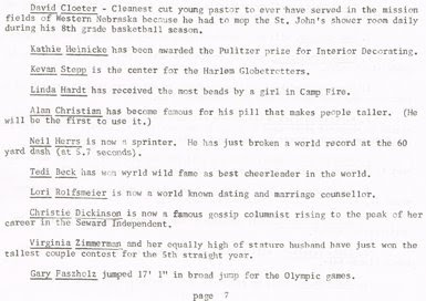 Page 7 (bottom half) of the May 1968 issue of Hi Lights, the student newspaper of St John Elementary School in Seward, Nebraska. The image was scanned from a paper copy belonging to Steve Sylwester.