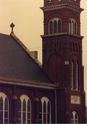 A detail of the old St John Church in Seward, Nebraska. Scanned from a photo taken by Steve Sylwester.
