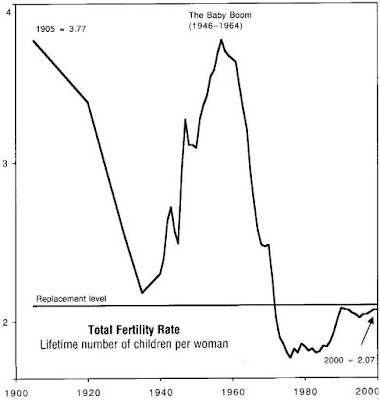 Graph of US Fertility Rate. Image taken from http://seanet.com/~jimxc/Politics/February2006_4.html