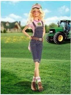 Barbie on a farm with a tractor. Image taken from http://www.amazon.com/gp/product/B000TNRVN2?ie=UTF8&tag=littik-20&linkCode=as2&camp=1789&creative=390957&creativeASIN=B000TNRVN2