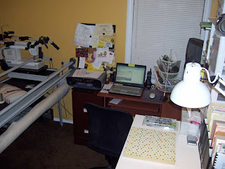 Here a glimpse of the Yellow Scrapbooking/Quilt Frame Room in re-organization progress.