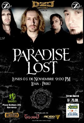 Paradise Lost en Lima el 3 de Noviembre