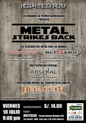 METAL STRIKES BACK - 1er ANIVERSARIO DE LA PAGINA HEAVY METAL PERÚ