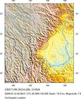 carte du séisme par US geological bureau