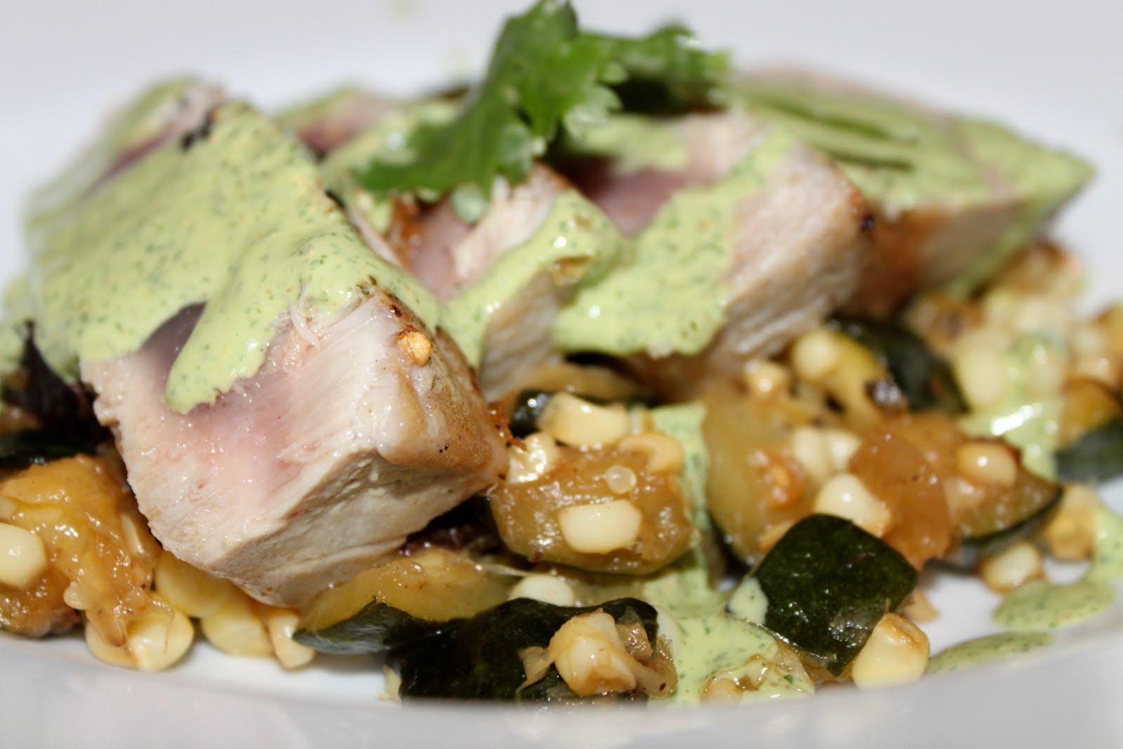 Domestic Divas Blog Seared Tuna with Cilantro Yogurt Sauce and Sweet