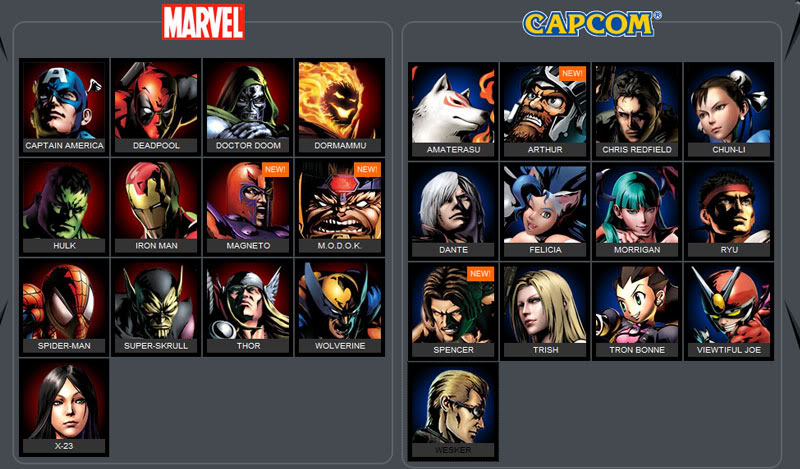 mvc3 complete roster