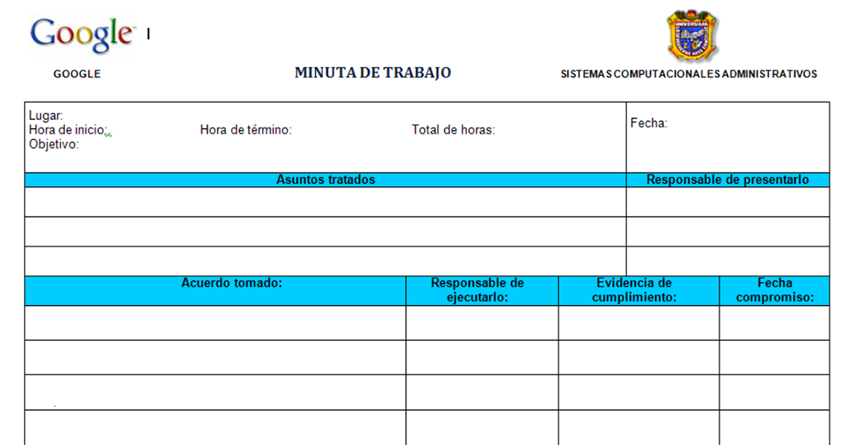 herramientas de google formato de minutas formato para minuta de trabajo