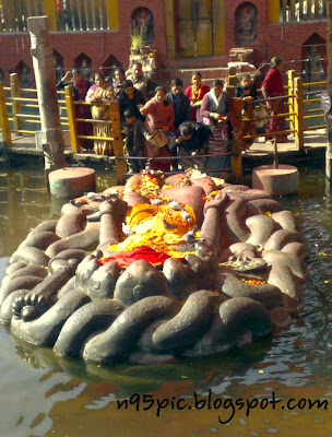 Hindus and Buddhists,lord in pond,lord with snake,god with snake,snake god,shree krishna, boulder,gigantic statue,stone carving