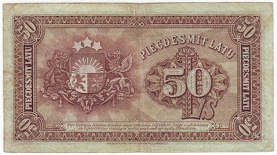Latvian money 50 Latu banknote bill 1924