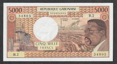 Gabon banknotes paper money 5000 francs banknote Republique Gabonaise