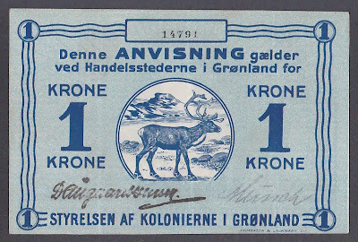 Paper Money GREENLAND 1 Krone