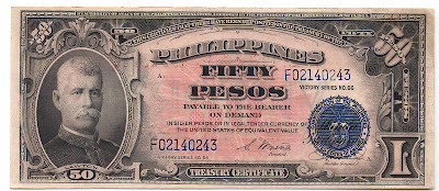 Philippines paper money 50 Peso Lawton Treasury Certificate note
