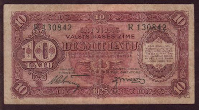 10 Latu - Latvian old paper money 1925 issue