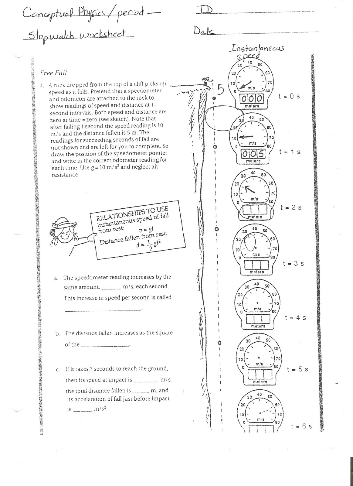 physics Due Tue September 21 stopwatch worksheet