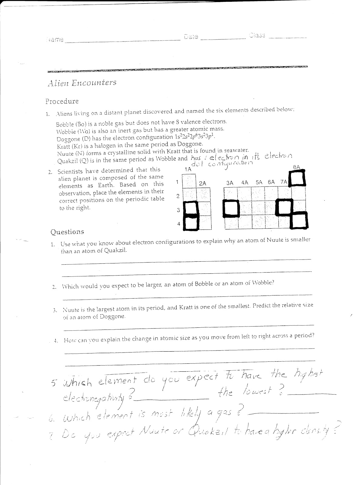 worksheet Alien Encounters Worksheet chemistry november 2010 due mon nov 22 alien encounters