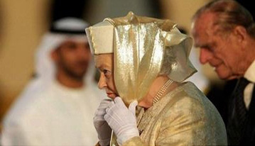 Queen Elizabeth II Riding Hood to the Mosque