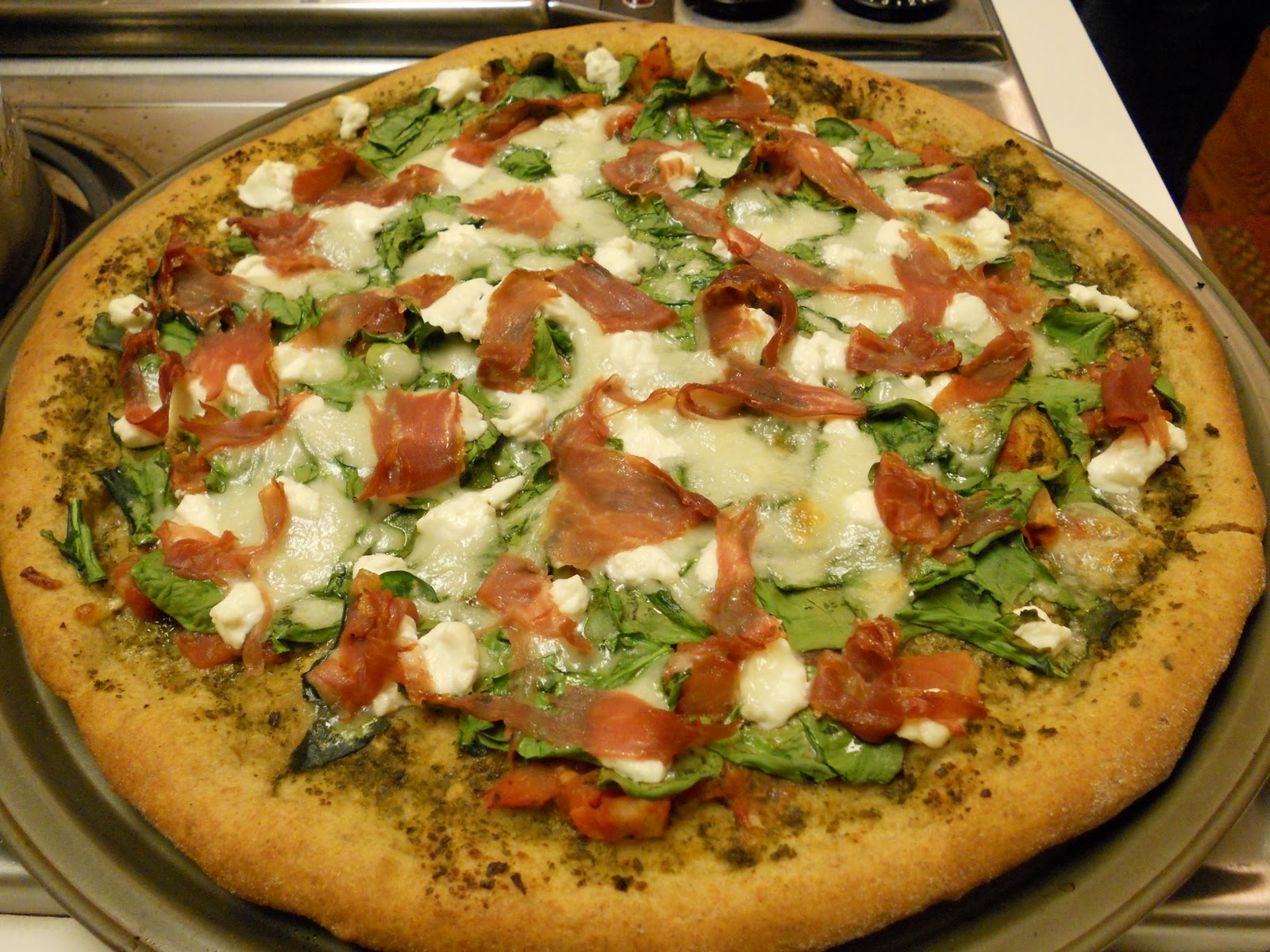 Mirepoix Spinach and Prosciutto PIzza