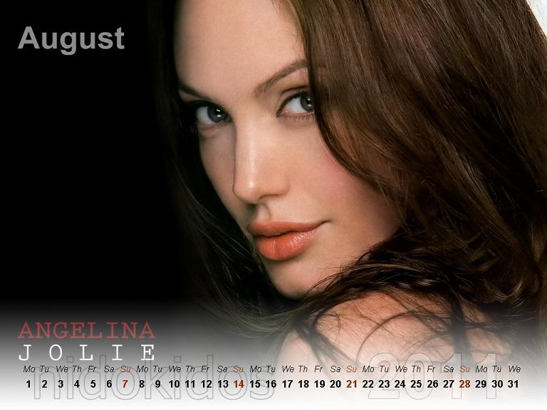 Angelina Jolie New Year Calendar 2011 Desktop Calendar August