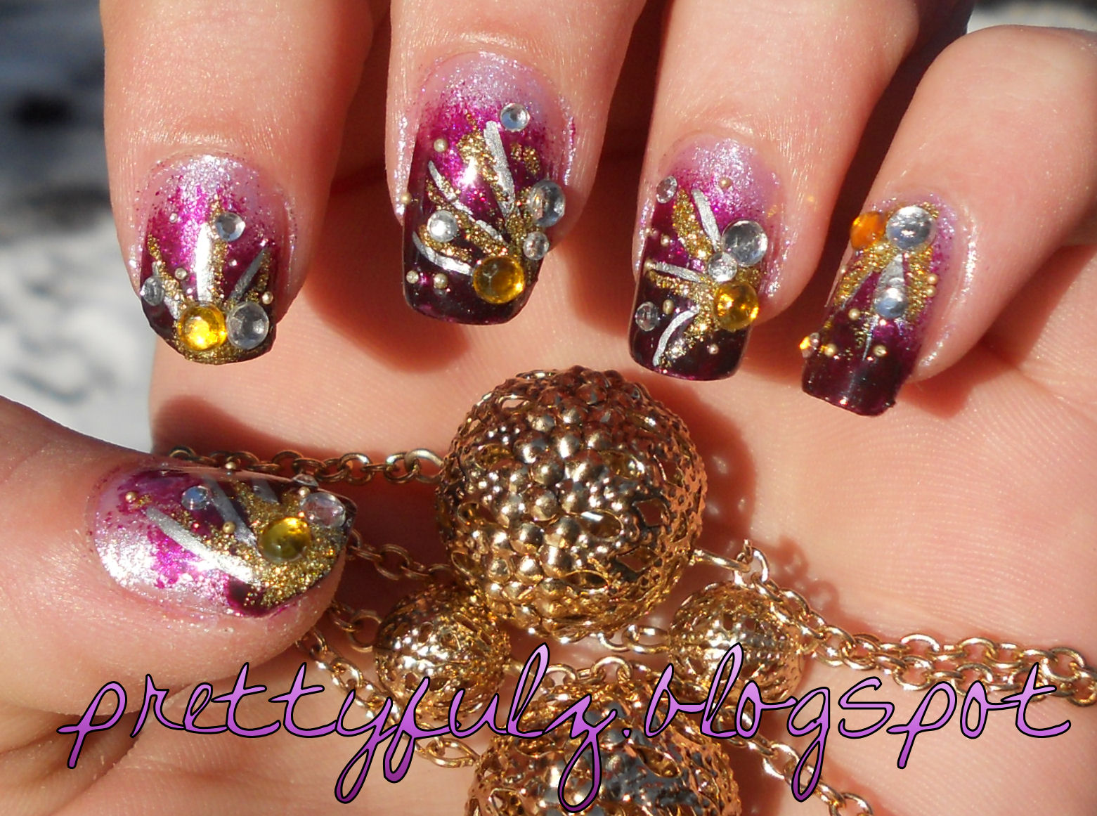 cute purple nail art design