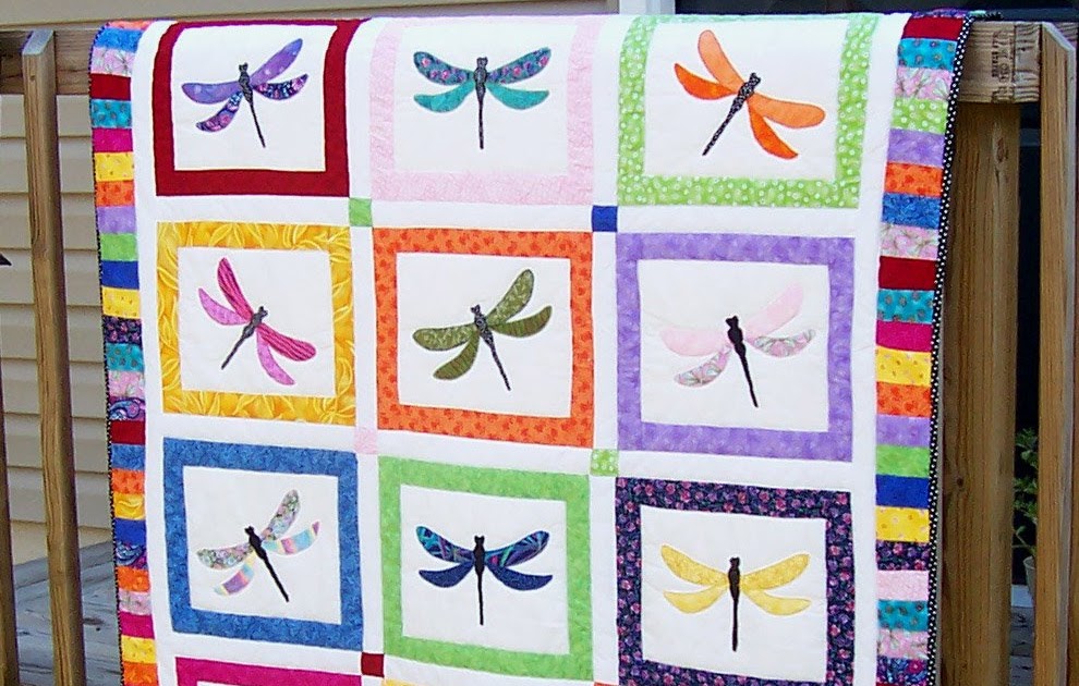 Melody's Unchained Dragonfly Applique Quilt is Finished!