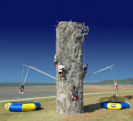 Rock wall and bungy trampoline