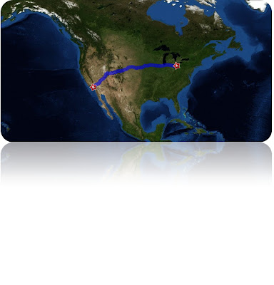 Ohio to California map.