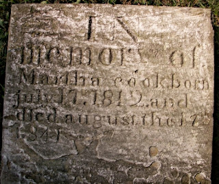Tombstone of Martha Brown Cook, Reddick Cemetery, Rush Co., Indiana