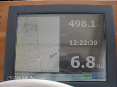 Our depth guage--there is a LOT of water under us!  (Our speed is 6.8 kn/hr)