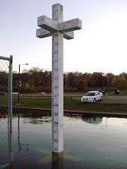 The bottom of the base is out of the water at normal summer pool.  Water's high! Paris Landing TN