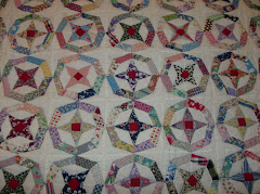 For the quilters--a portion of my grandma's handiwork, now on display at the UU. Amazing stitching